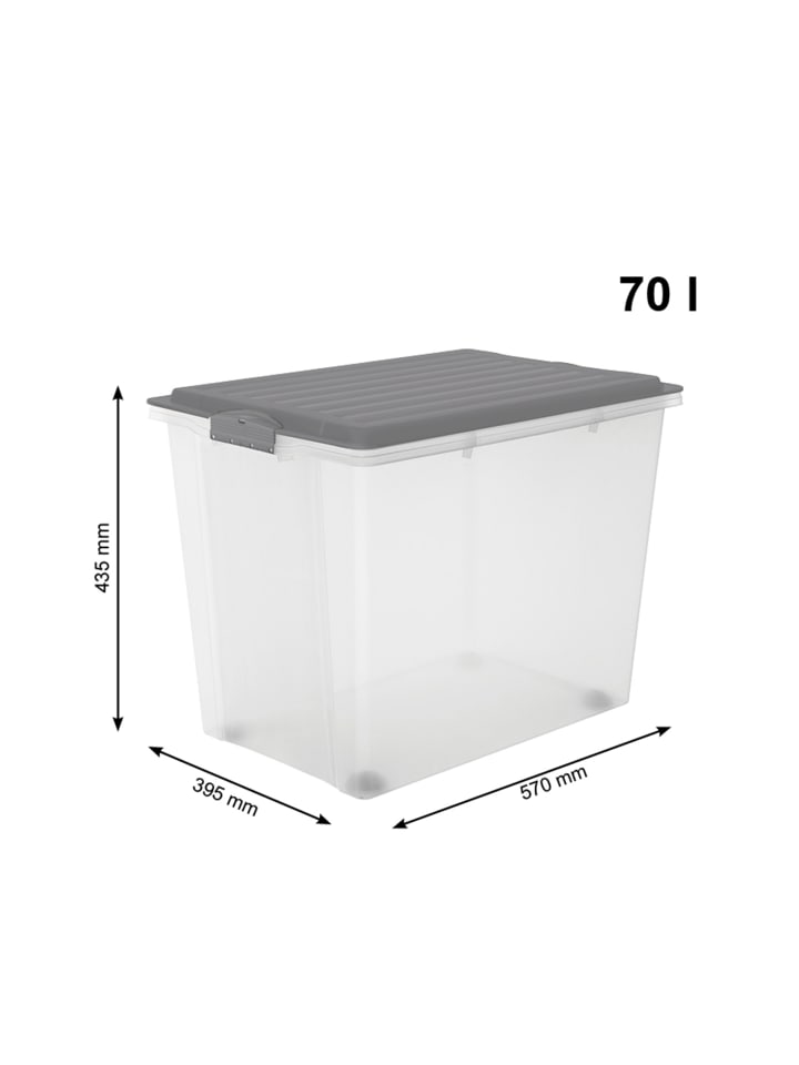 Rotho Compact Aufbewahrungsbox 70l mit Deckel, Kunststoff (PP) in Anthrazit günstig kaufen onesize