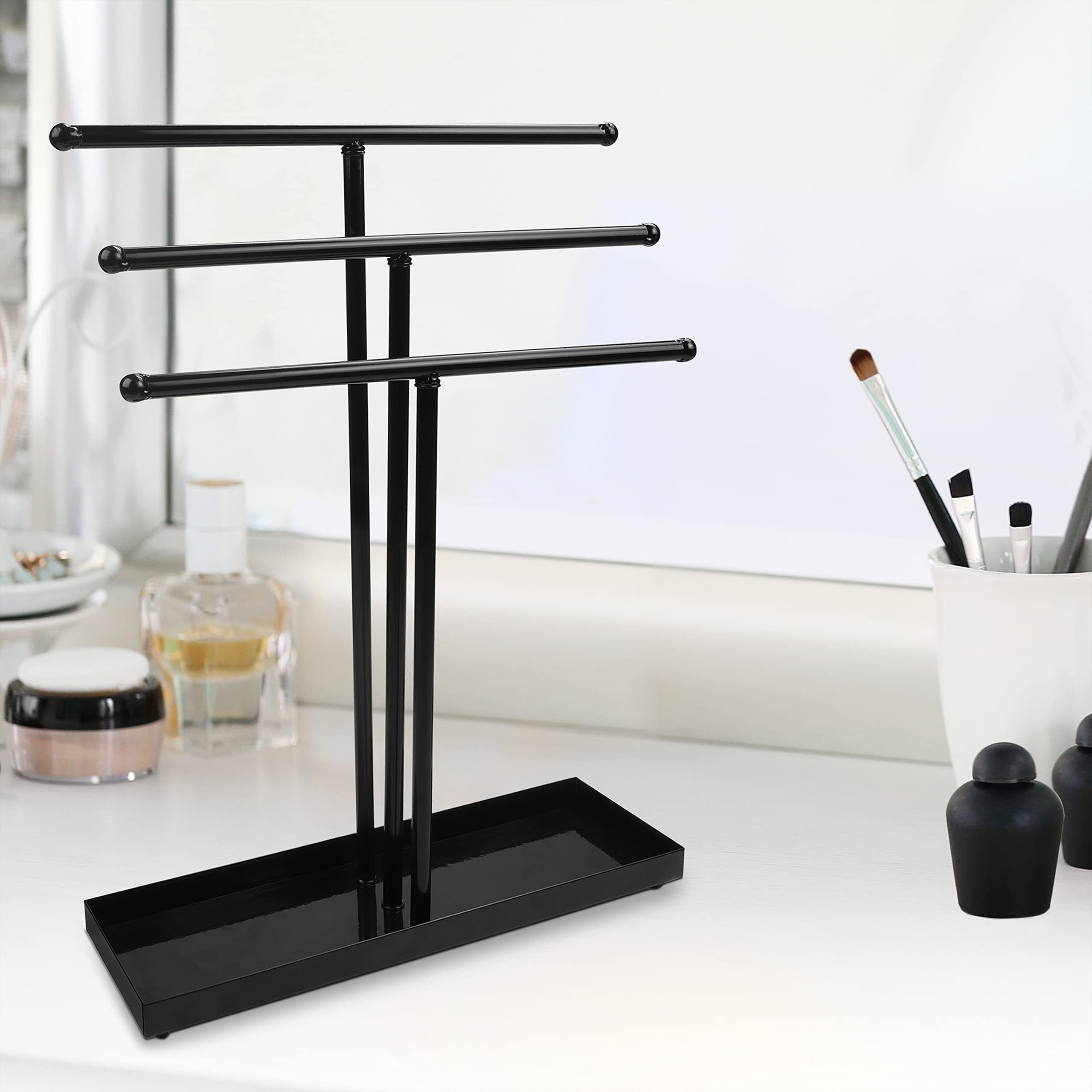Belle Vous Schmuckständer Jewelry Organizer - 3 Tier Stand, Schwarzer Schmuckständer - Organizer für Schmuck