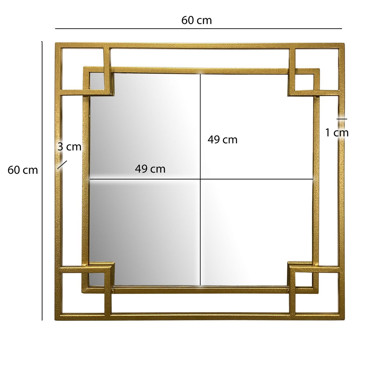 Wohnling Wandspiegel Gold 60x60 cm Metall