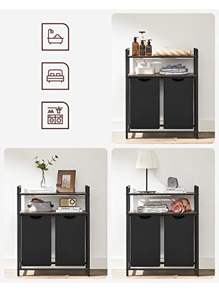 Songmics Wäschekorb in Schwarz/ Braun - (B)73 x (H)91 x (T)33 cm günstig kaufen onesize