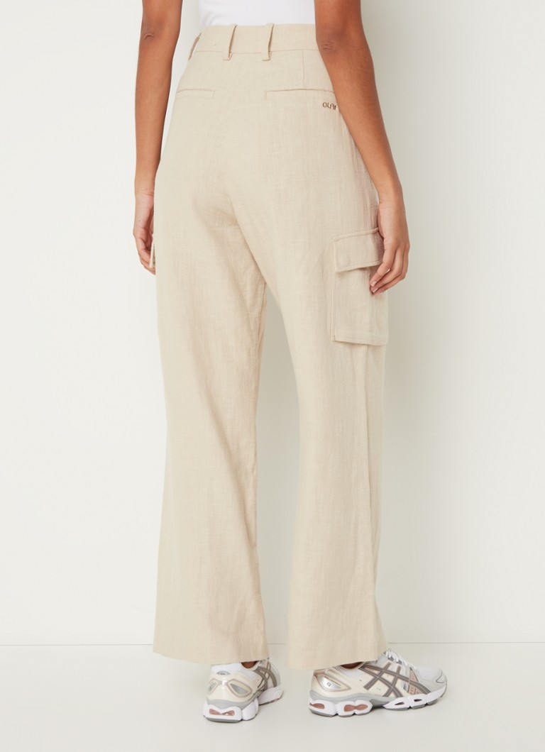 OLAF Mid waist loose fit cargo pants in linen blend