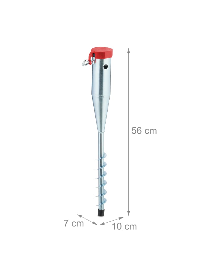 relaxdays Bodenhülse in Silber/ Rot - (B)7 x (H)56 x (T)10 cm günstig kaufen onesize