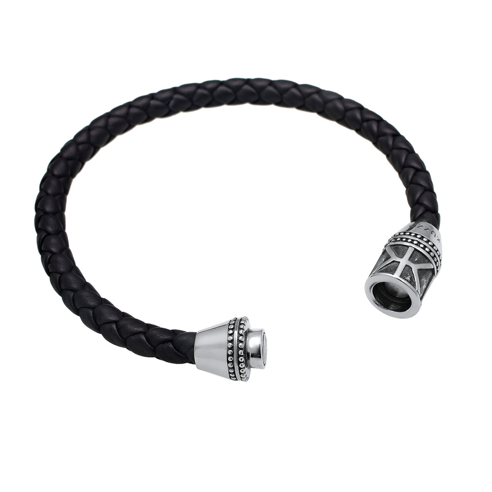 KUZZOI KUZZOI Bracelet Herren Leder Basic Magnet-Verschlu 925 Silber Bracelet