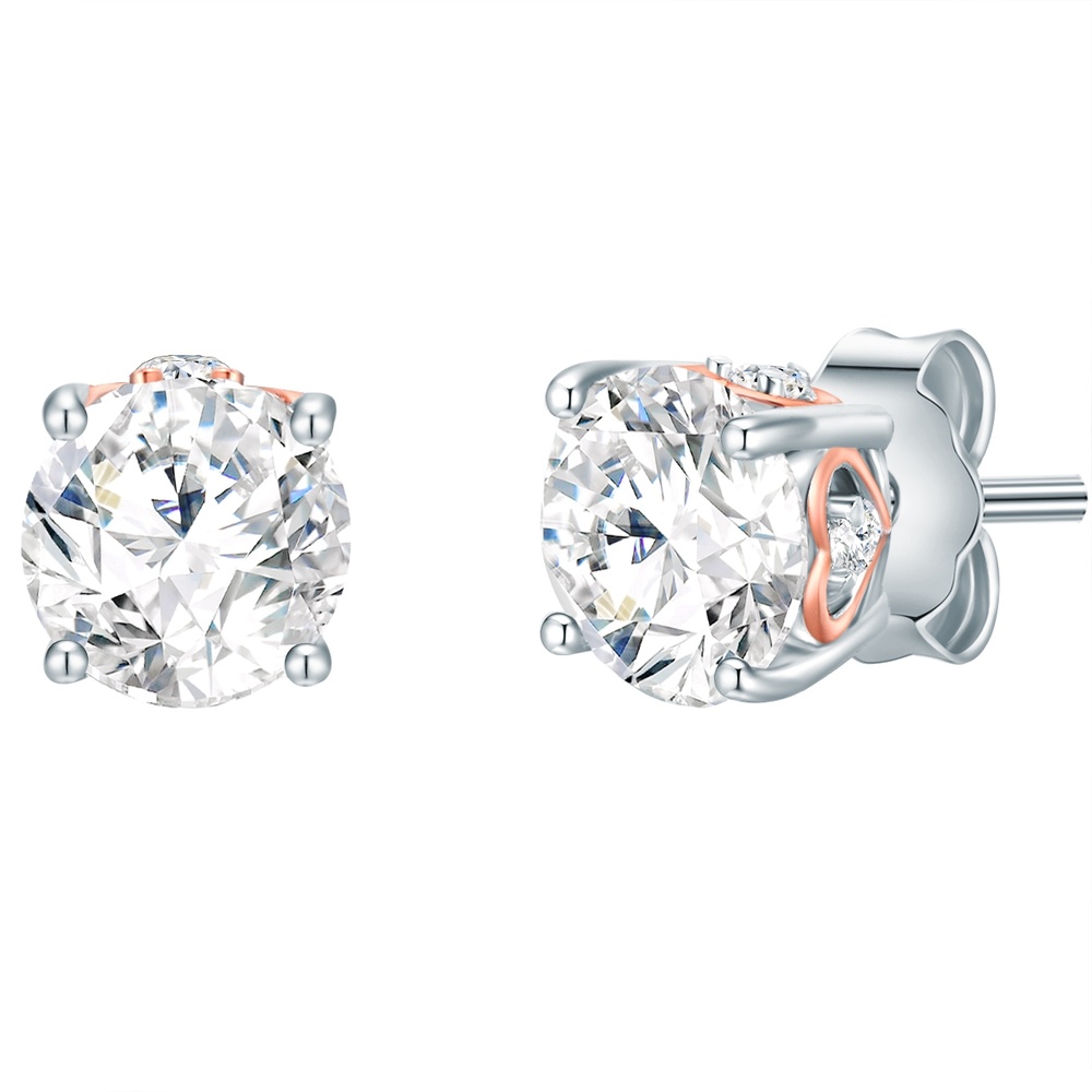 Trilani Boucles doreilles Coeur Argent sterling Oxyde de zirconium (CZ) en Argent/or rose Boucles d'oreilles