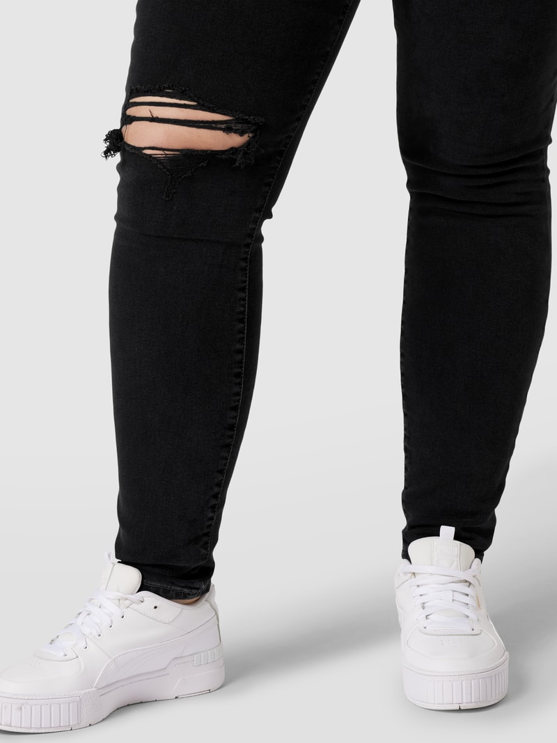 PLUS SIZE Jeans im Destroyed-Look in schwarz