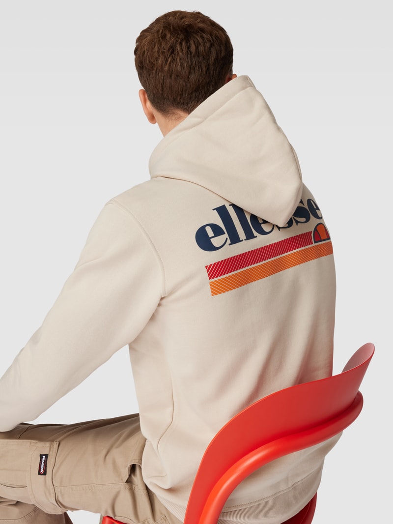 Hoodie mit Label-Print Modell 'Olevano' in beige