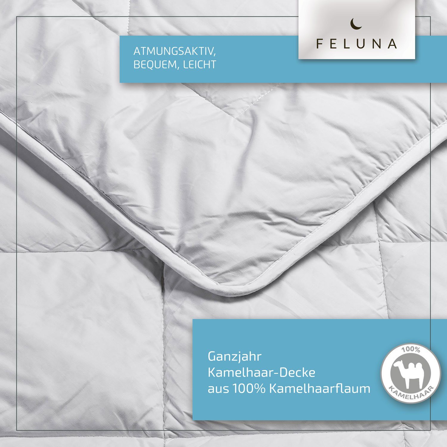 Naturhaarbettdecke, Ganzjahres-Decke Steppdecke, Feluna, Füllung: Kamelhaar