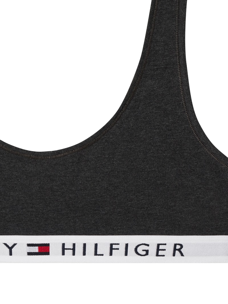 Bustier mit Logo-Bund in anthrazit meliert