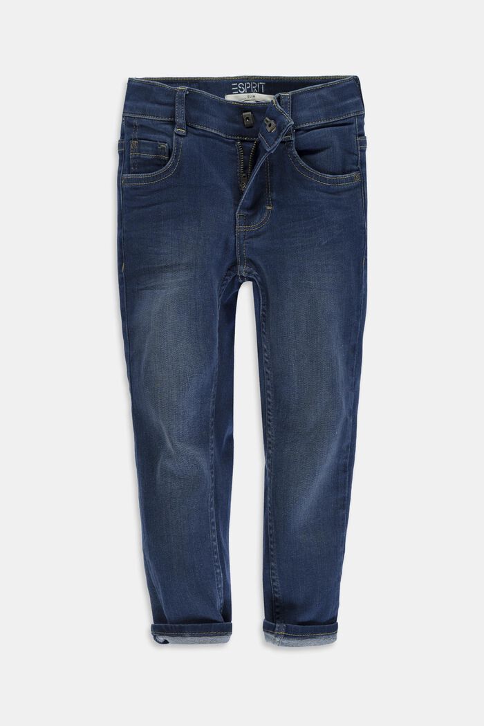 Washed Stretch-Jeans mit Verstellbund