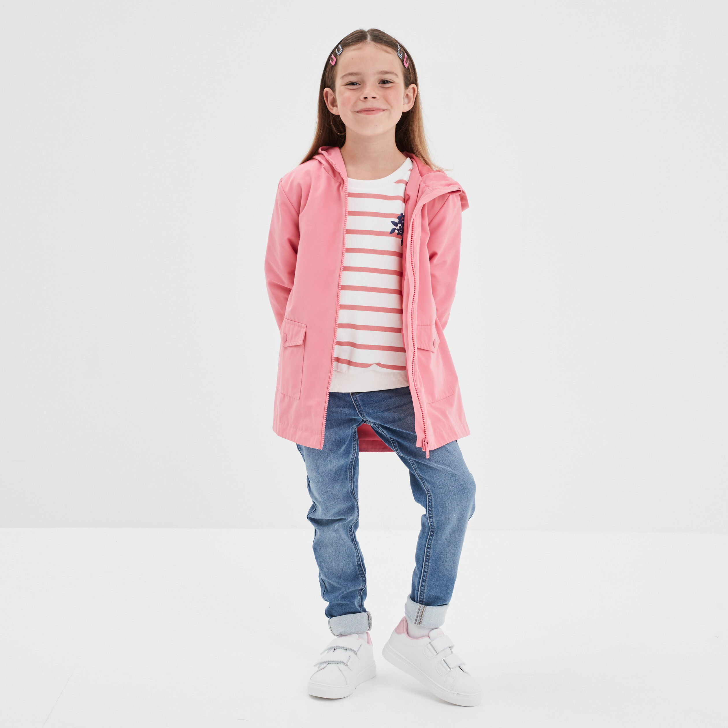 Sweat col rond manches longues blanc fille | La Halle
