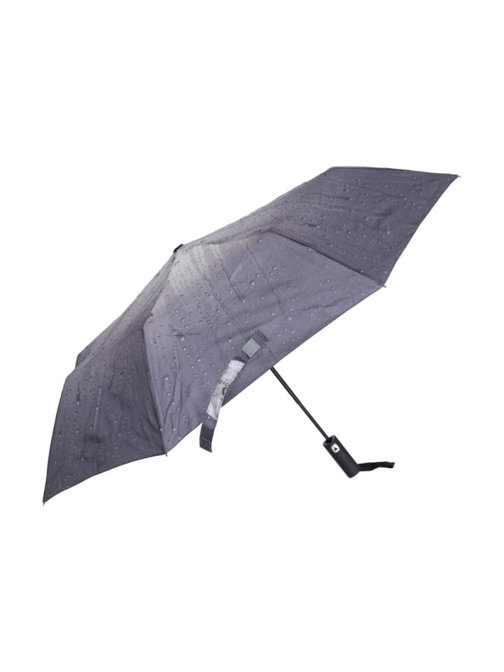 COFI 1453 Teleskop Taschenschirm mit Schutzhülle ø100 cm mit Tropfenmotiv in Grau günstig kaufen onesize