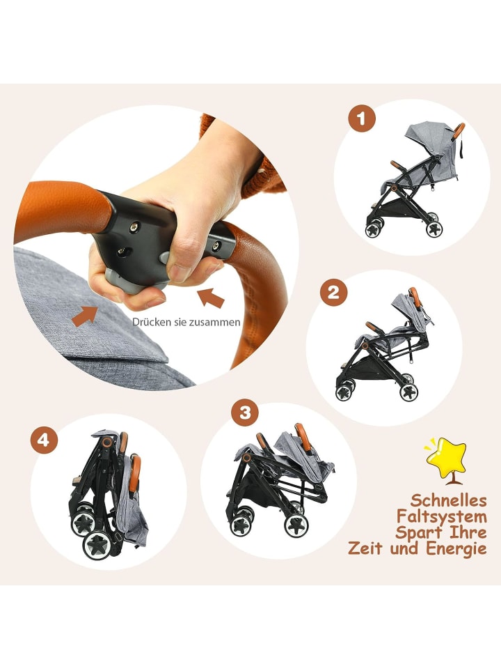COSTWAY Kinderwagen in Grau günstig kaufen 70x40 cm