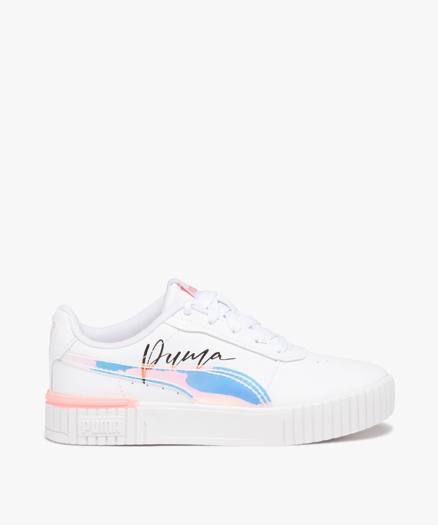 Baskets fille unies à lacets avec détails métallisés - Puma blanc | GEMO