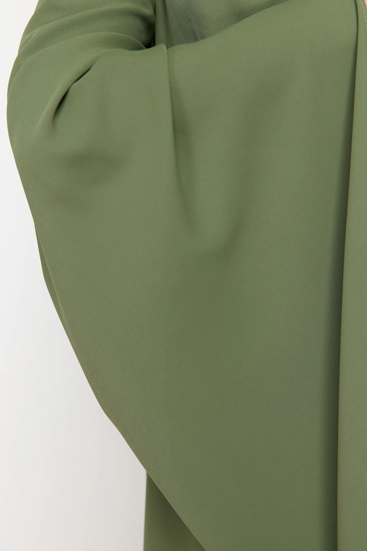 Trendyol Modest  Khakifarbenes Abendkleid mit Schalkragen TCTSS24DB00036