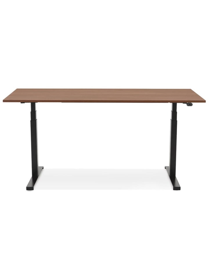 KADIMA DESIGN Schreibtisch 140x70 cm elektrisch höhenverstellbar in Braun-Schwarz günstig kaufen