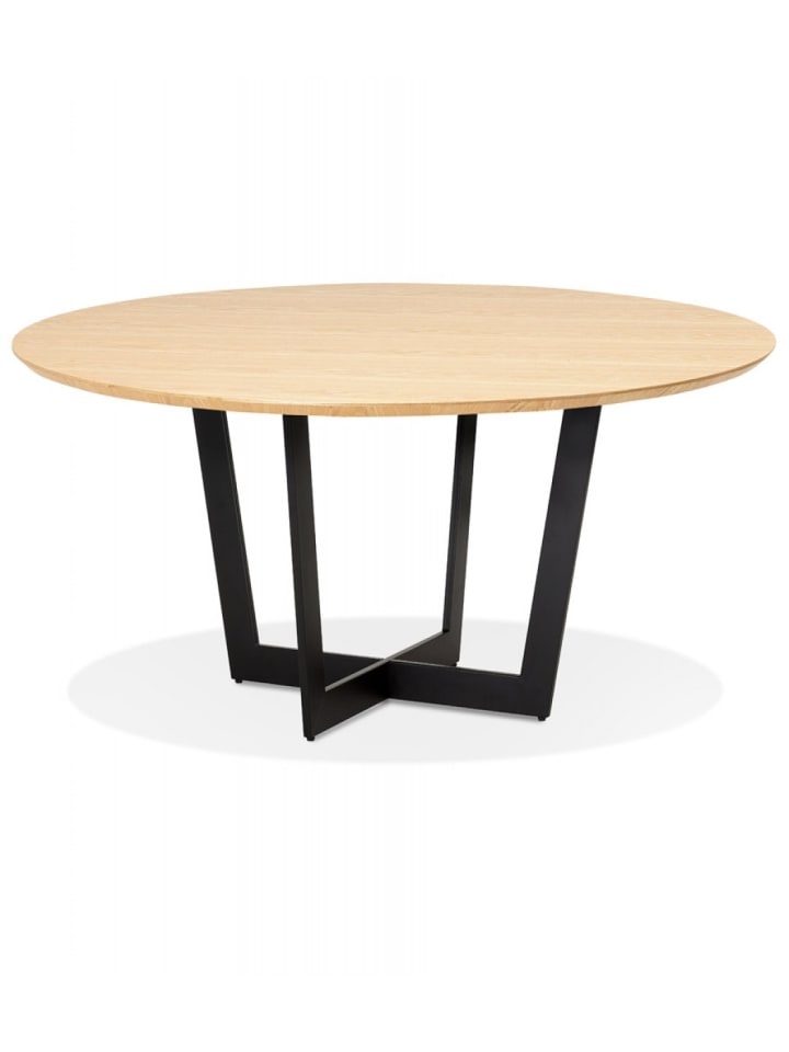 KADIMA DESIGN Runder Esstisch aus Massivholz mit Metallgestell | 120x120x75 cm in Beige günstig kaufen