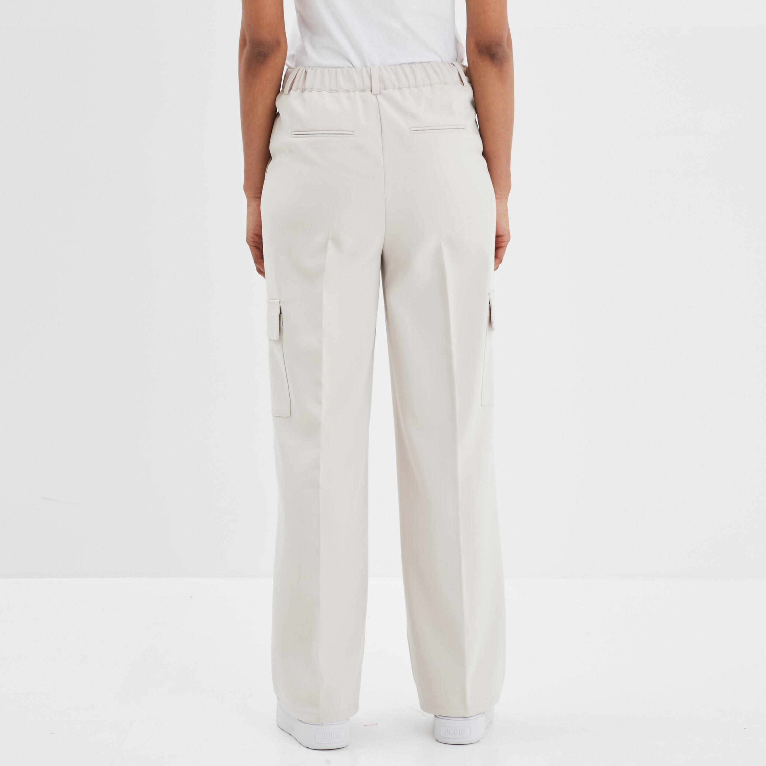 Pantalon large cargo à pinces gris femme | La Halle