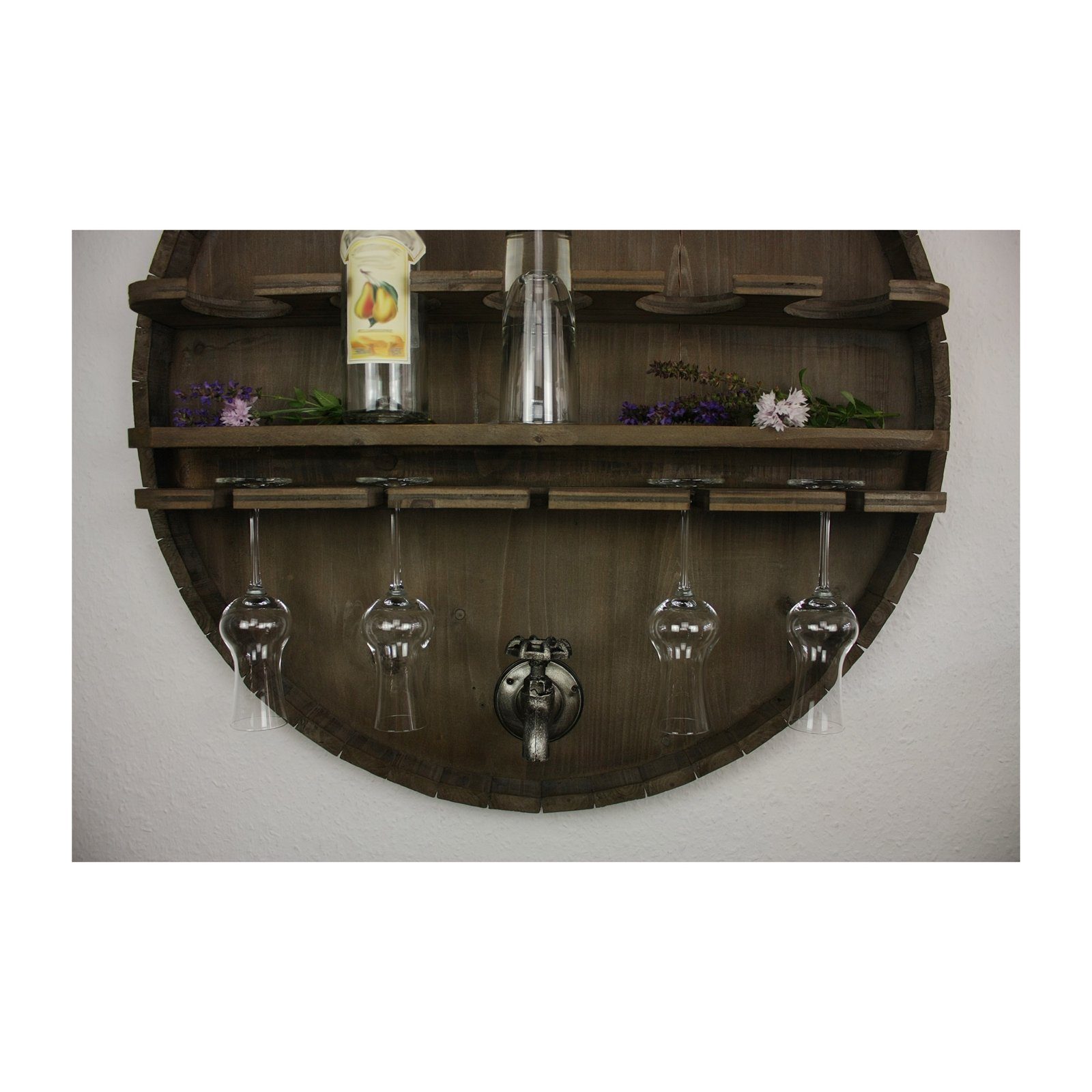 HTI-Line Weinregal Wandbar Weinfass Likörbar Grappabar Weinbar, Weinhalter Holz Flaschenregal Vintage