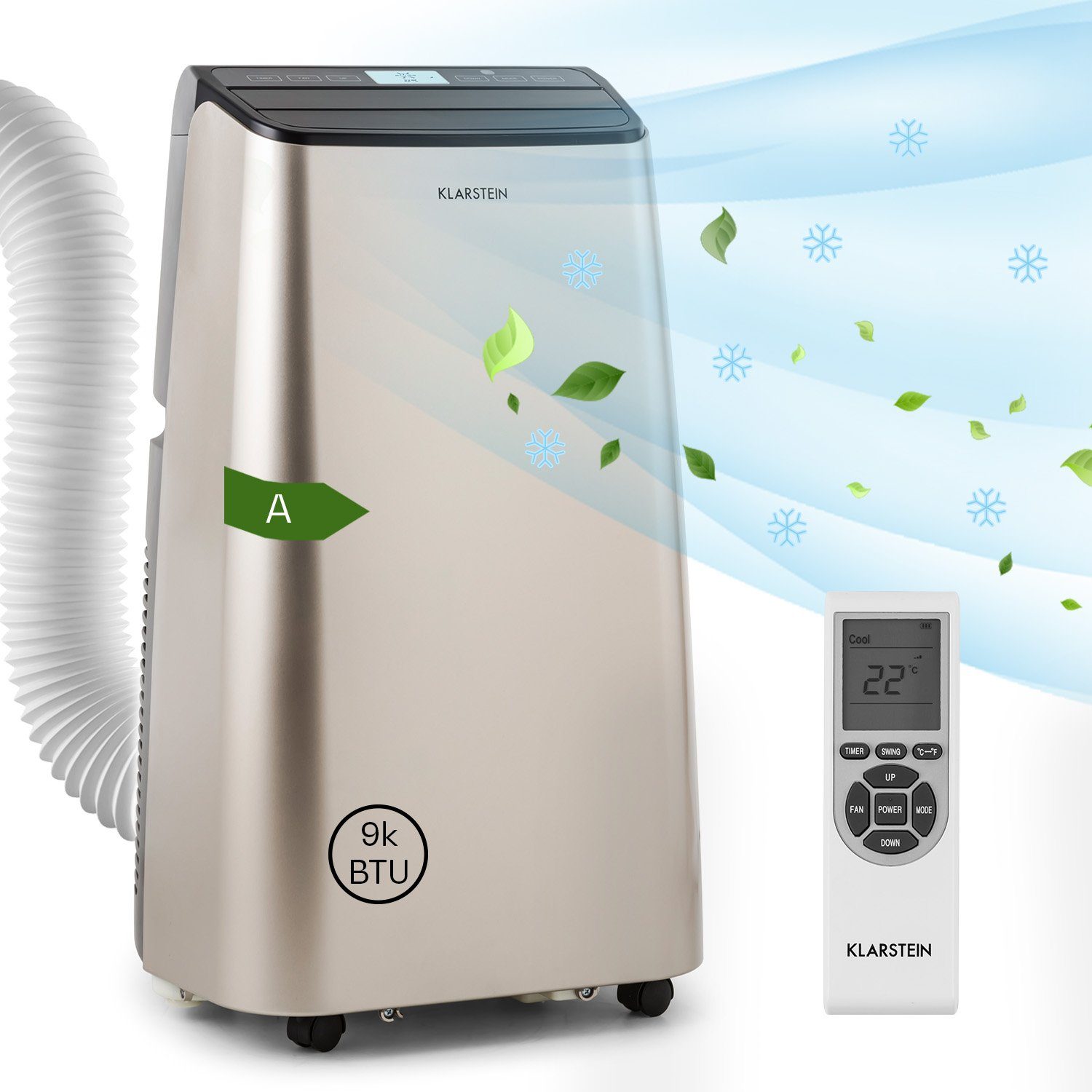 Klarstein Klimagerät Metrobreeze 9 Paris, Klimagerät mobil Air Conditioner Kühlgerät Luftkühler