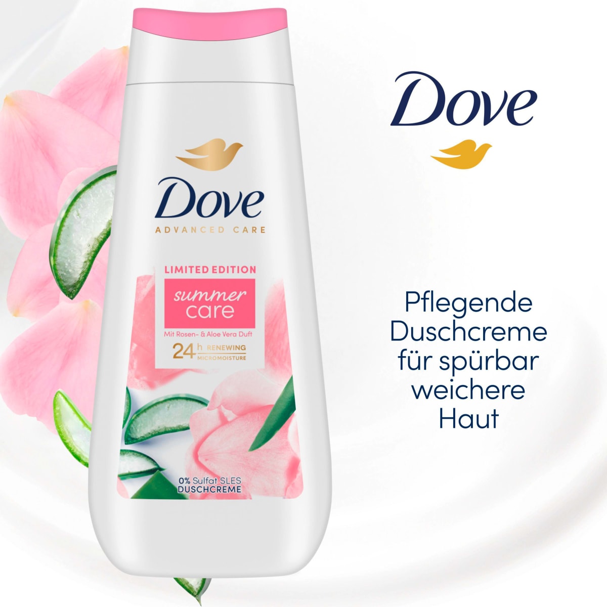Duschcreme Advanced Care summer care mit Rosen- & Aloe Vera Duft, 225 ml