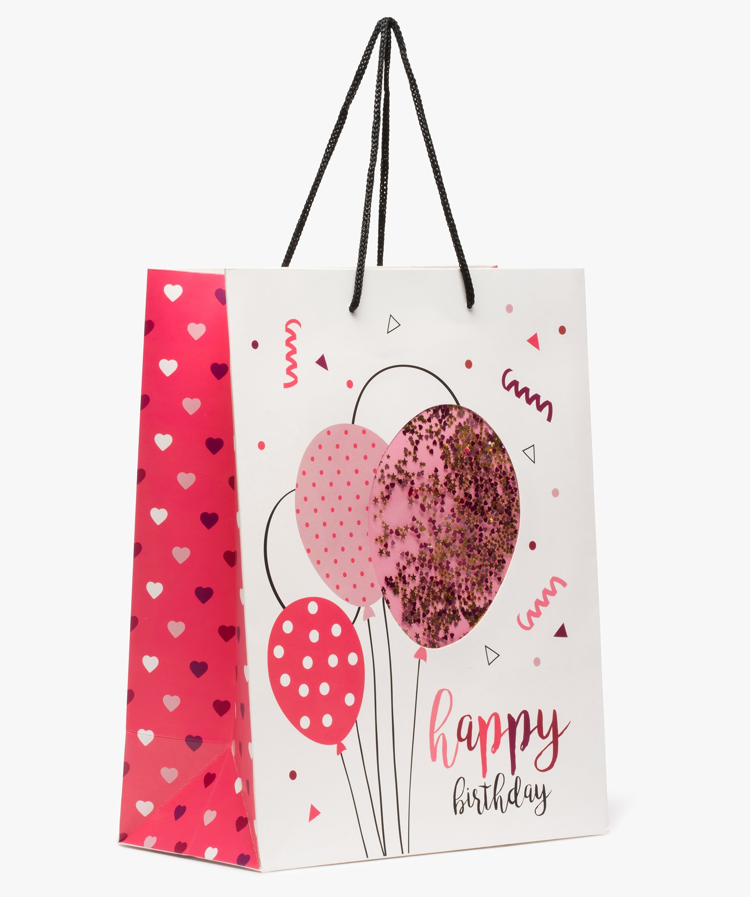 Sac cadeau fille pour anniversaire avec confettis pailletés multicolore | GEMO