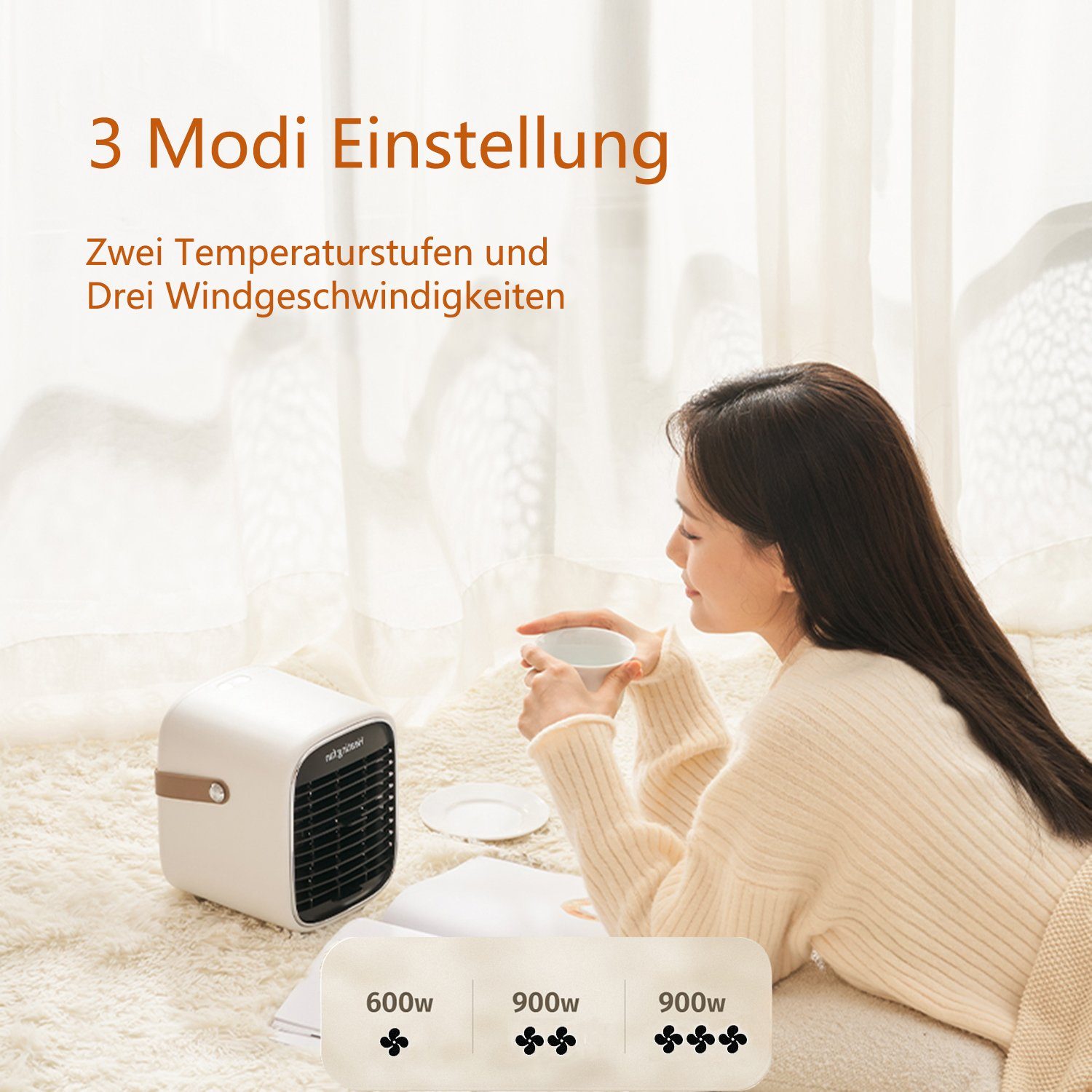 Tisoutec Heizstrahler Klein Keramik Heater Heizluefter, 1000W Energiesparend Heizungslüfter