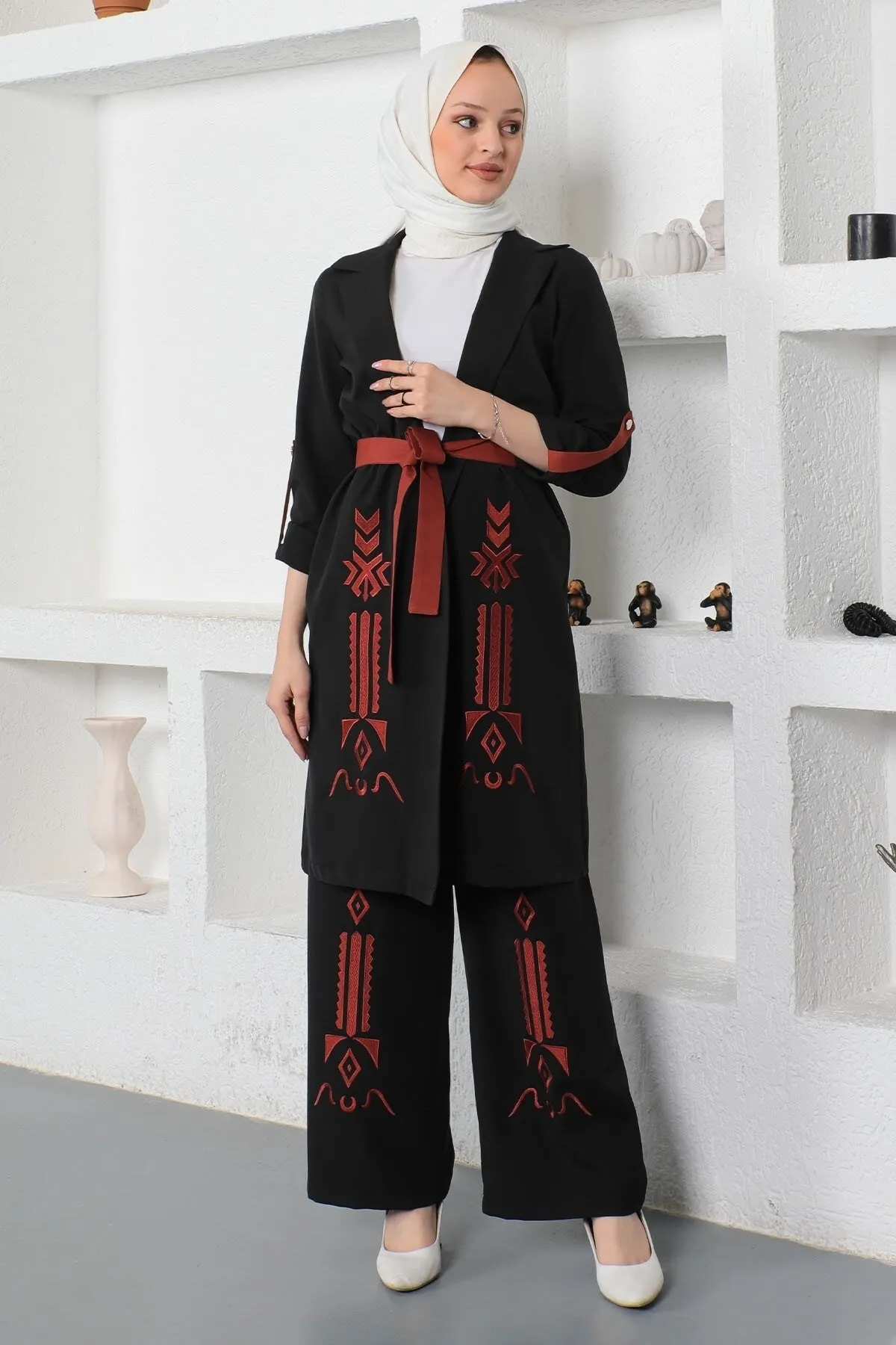 Modamihram  Stickerei-Detailset Schwarz 19002