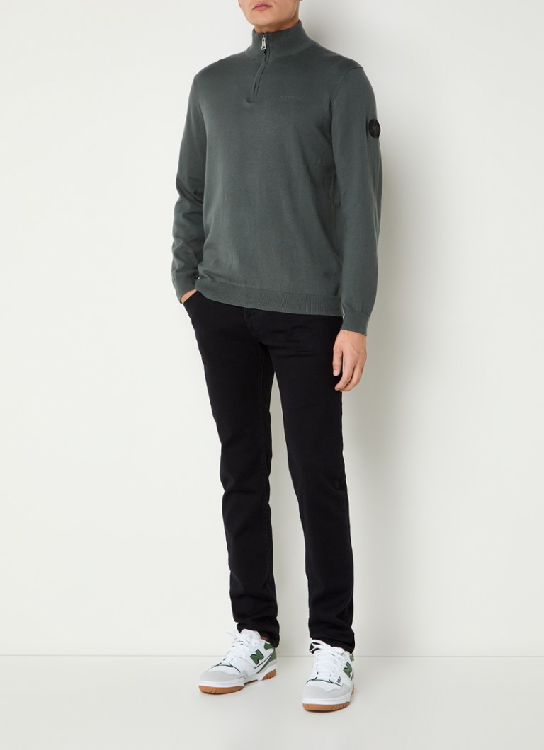 Felpa Air Force in maglia fine con mezza zip e logo