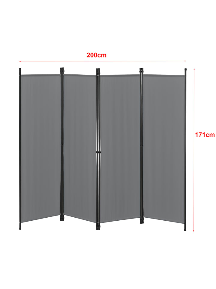 en.casa Raumteiler Huesca - 4-teilig in Grau (H)171cm (B)200cm günstig kaufen onesize