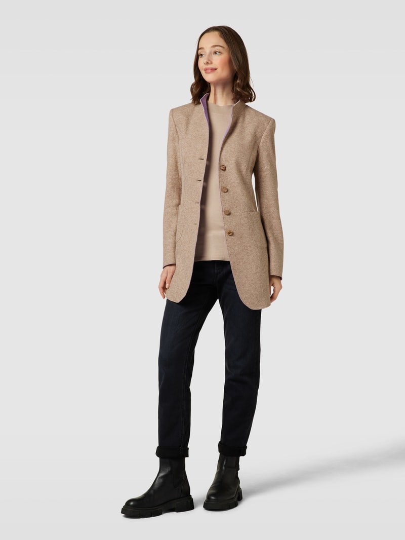 Blazer mit Stehkragen in taupe