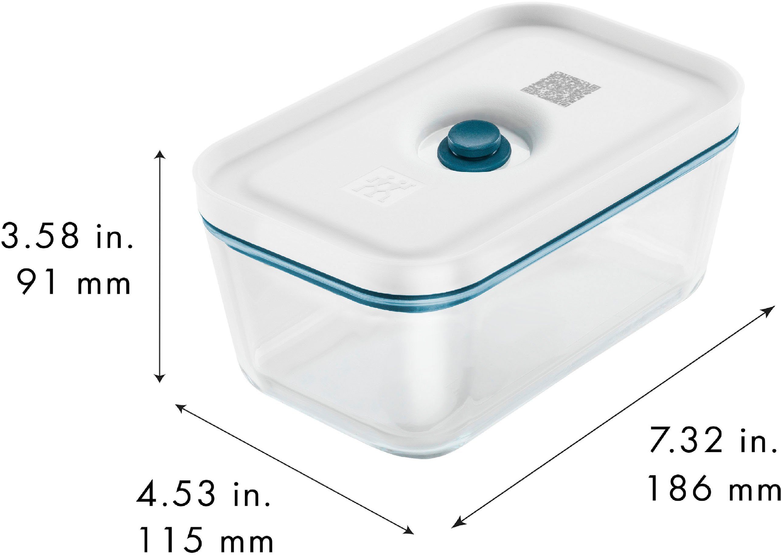 Zwilling Vakuumbehälter Fesh & Safe, Borosilikatglas, (Set, 3-tlg), Aufbewahrungsbox, Borosilikatglas, platzsparend ineinander stapelbar