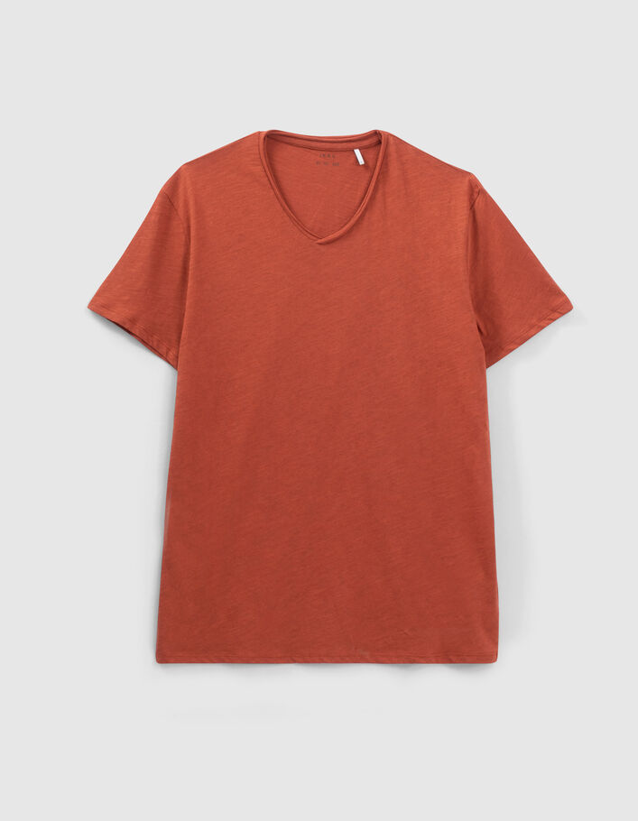 T-shirt L'Essentiel brique encolure V Homme