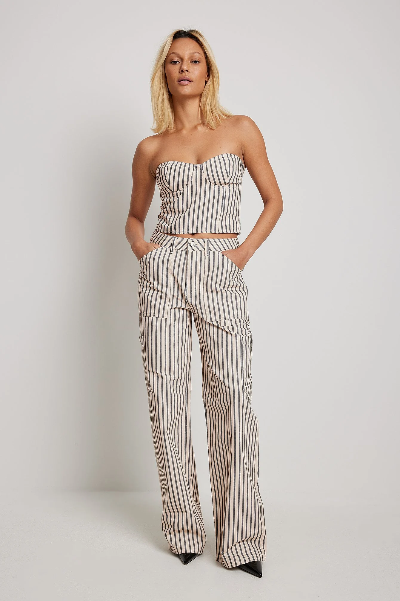 Gestreiftes Cargo-Denim-Top