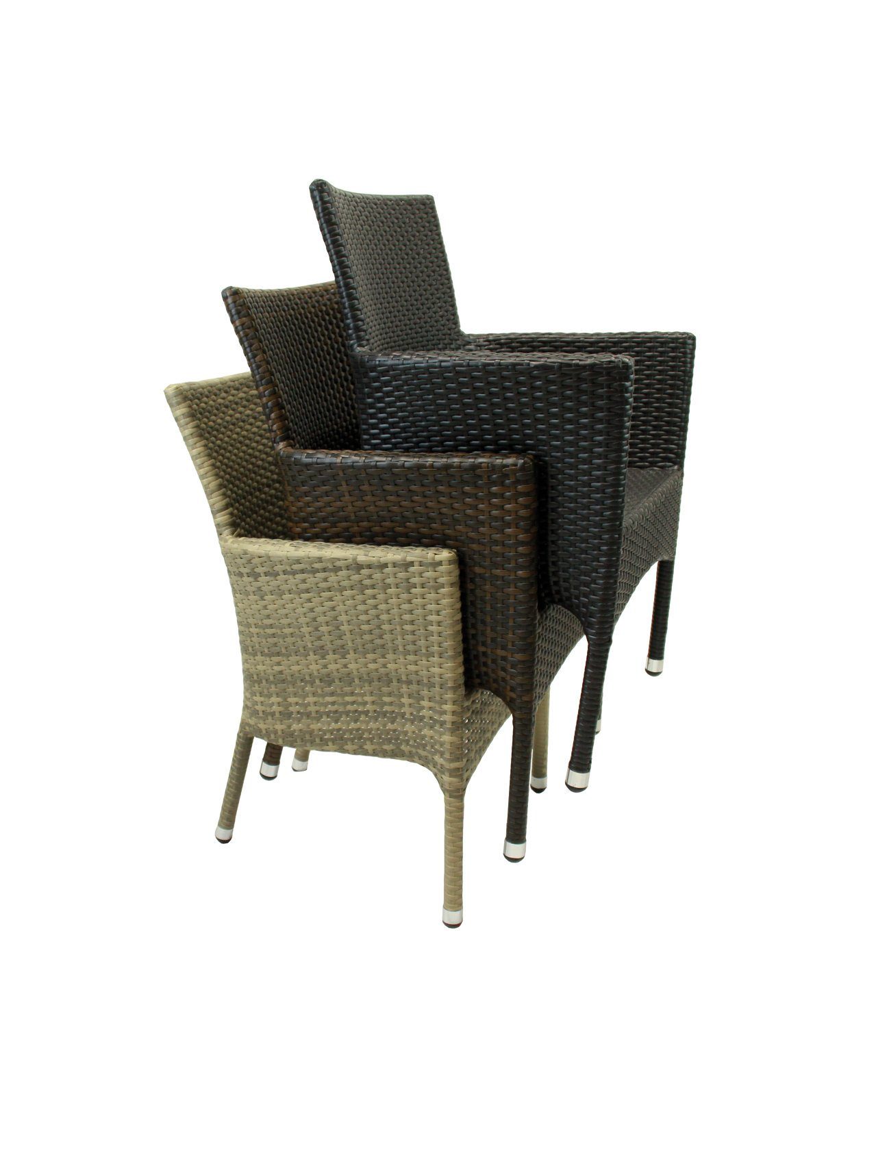 Konway Stapelstuhl MILANO (4 St), 4x KONWAY® MILANO Stapelsessel tabaco + Sitzkissen Polyrattan Sessel