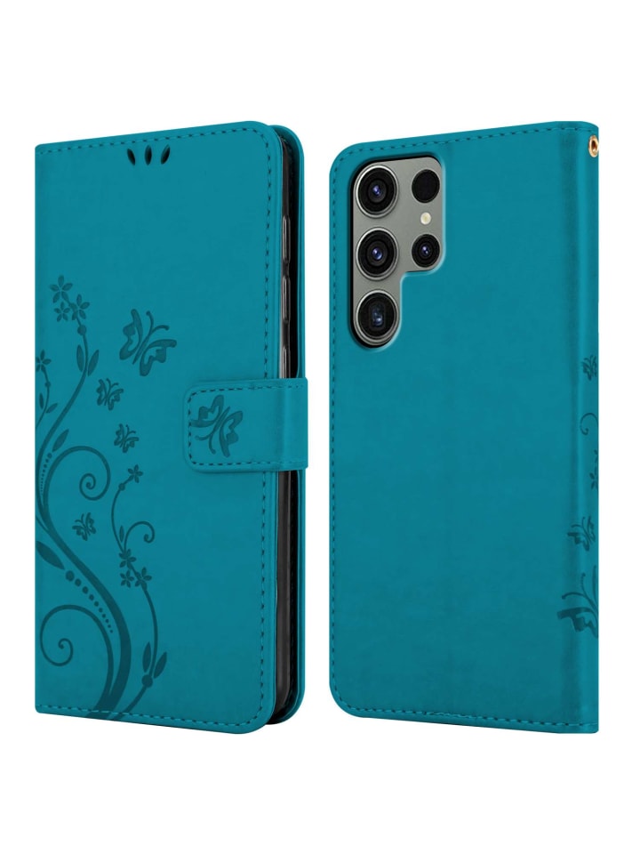 cadorabo Hülle für Samsung Galaxy S23 ULTRA Blumen Design in FLORAL BLAU günstig kaufen onesize