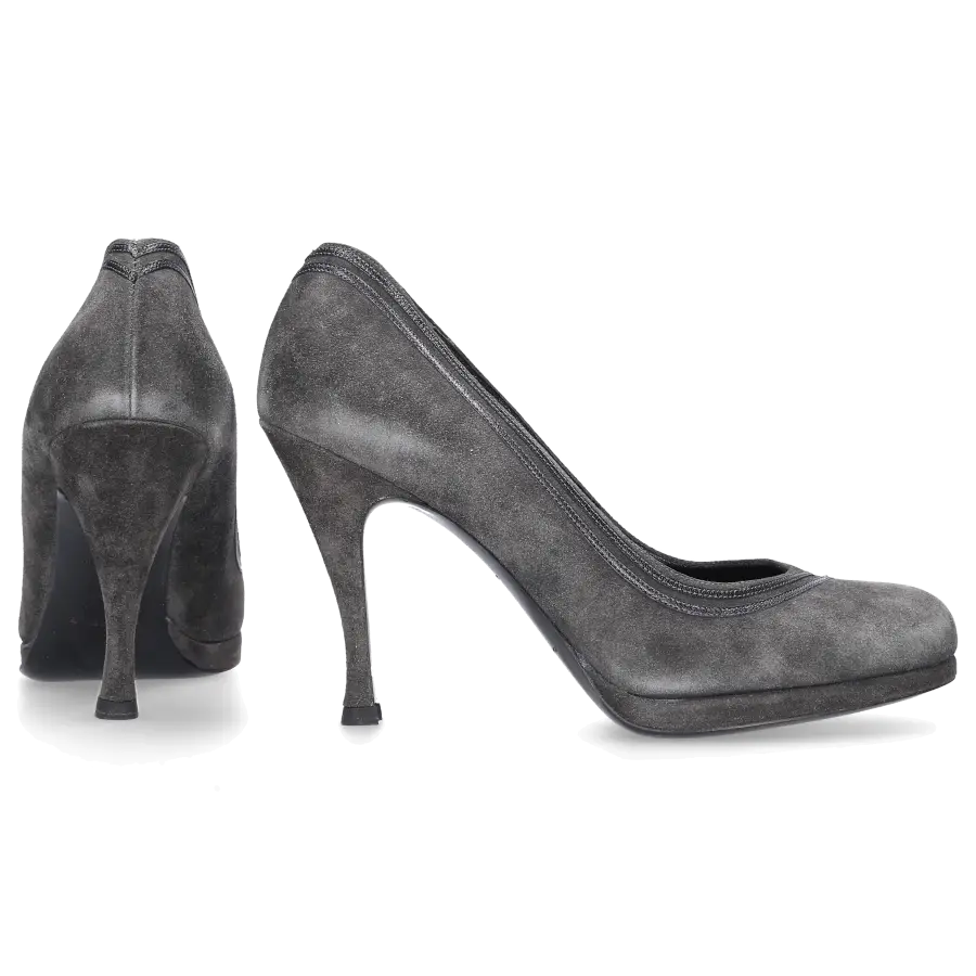 Balenciaga - High Heels Pumps Kalbsleder Veloursleder dunkelgrau schwarz - grau