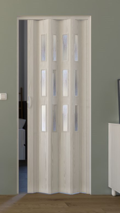 Forte Falttür Luciana Esche weiß 3D, 3 Fenster