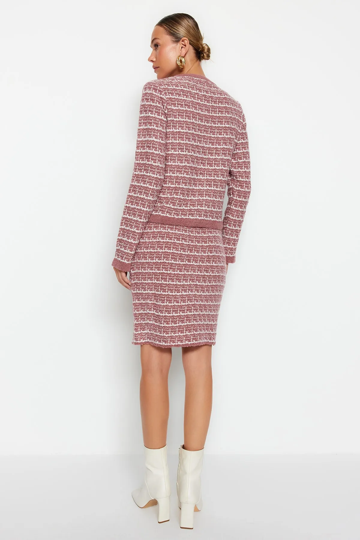 Trendyol Collection  Dried Rose Rundhals-Strickoberteil und -unterteil-Set TWOAW24AU00001