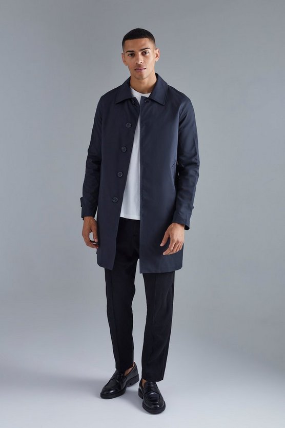 Einreihiger Poly Twill-Regenmantel
