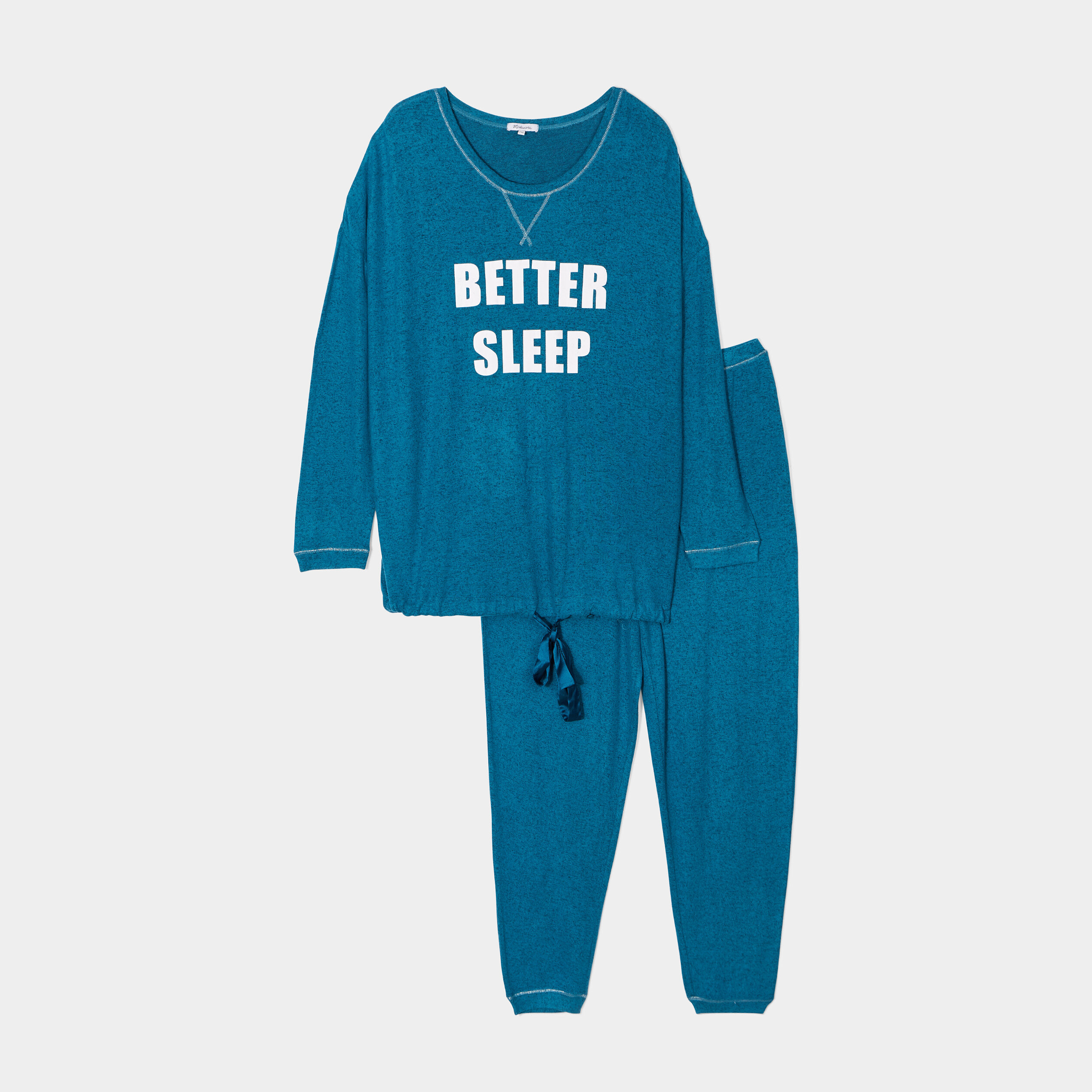 Ensemble pyjama pantalon 2 pièces bleu canard femme grande taille | La Halle