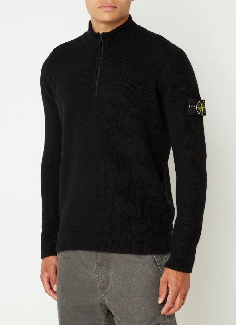 Stone Island 548B6 fine-knit virgin wool sweater with half zip