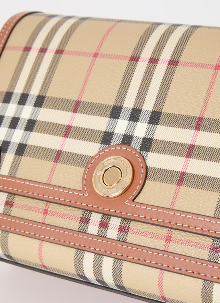 Burberry Note -keskikokoinen olkalaukku vasikannahkaisilla yksityiskohdilla