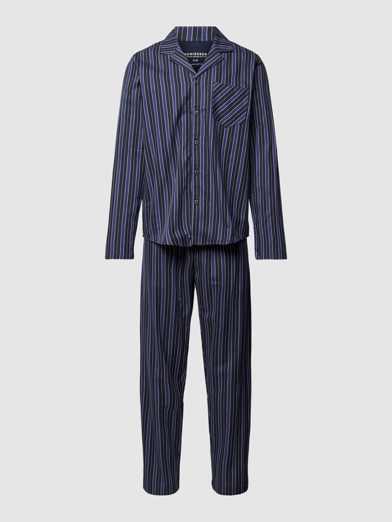 Pyjama mit Streifenmuster in marineblau