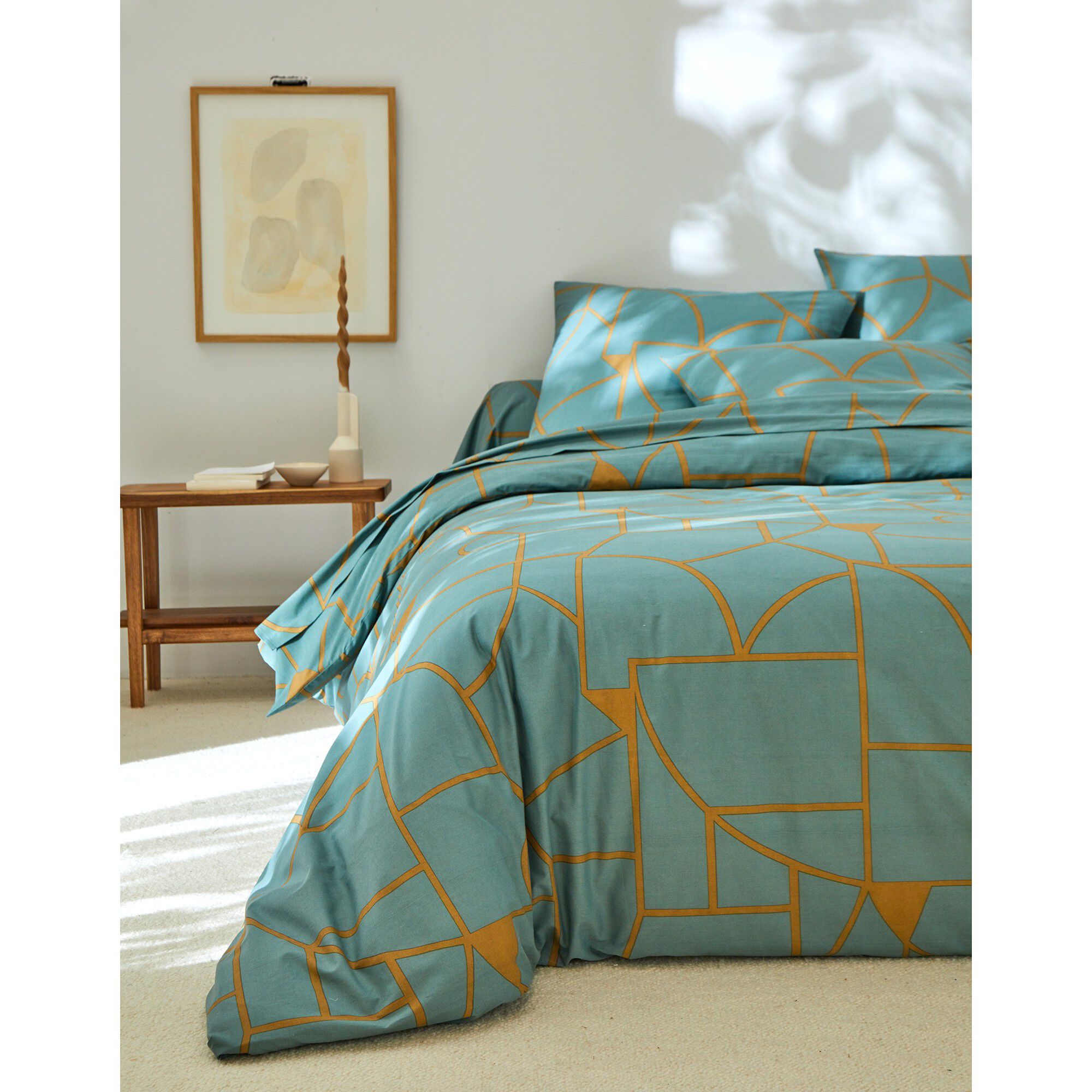 Linge de lit Geoffroy en coton à motifs graphiques