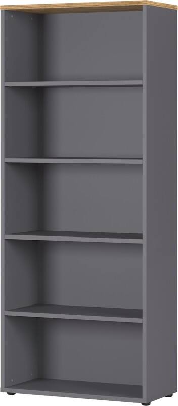 GERMANIA Bücherregal Agenda HOME Graphit, Eiche mit Aufbau 800 x 400 x 1.970 mm