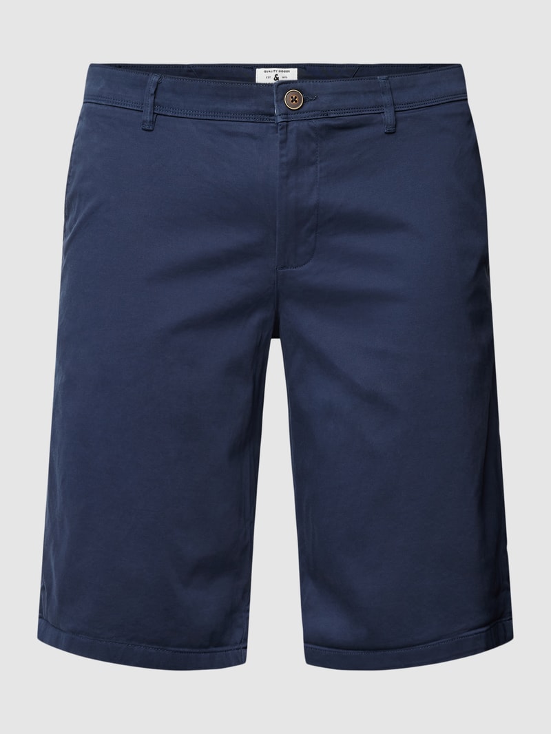 PLUS SIZE Chinoshorts mit fixierten Beinumschlägen Modell 'BOWIE' in dunkelblau