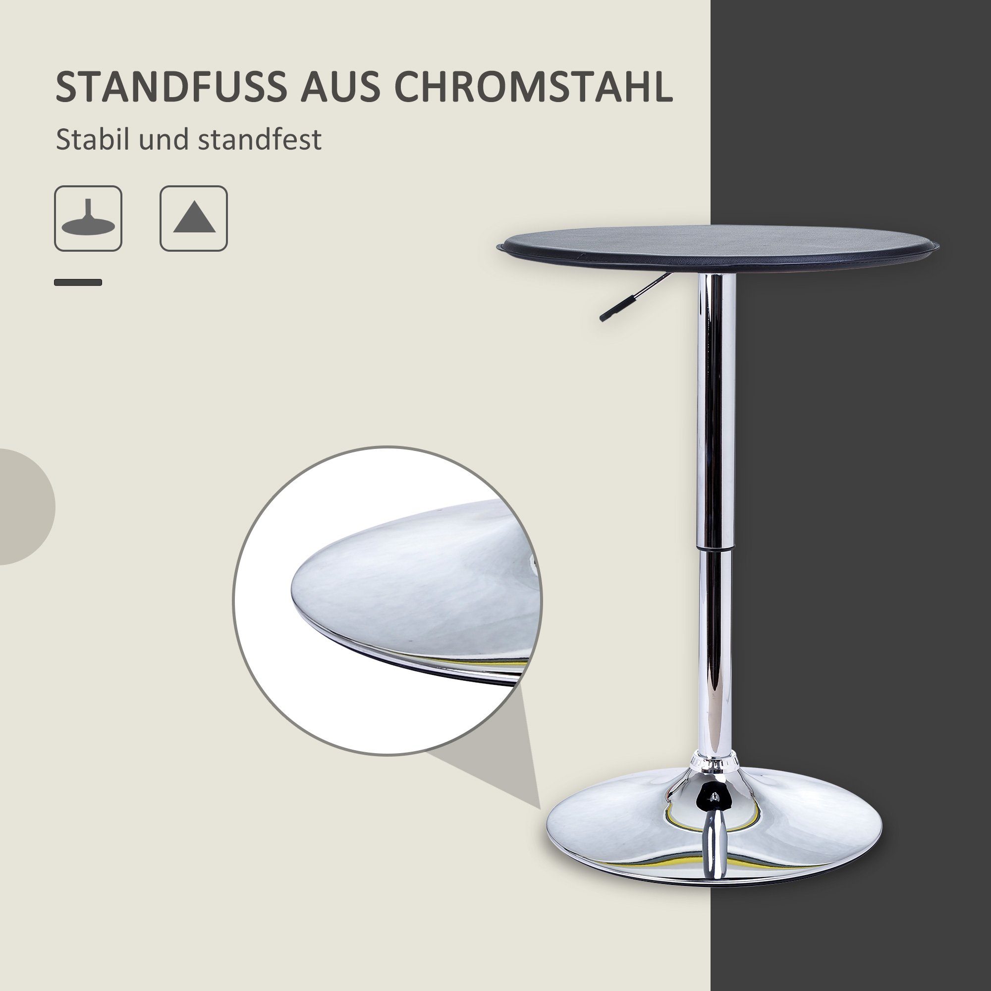 HOMCOM Bartisch Esstisch, Küchentisch, Küchentresen Tresentisch für Wohnzimmer (Stehtisch, 1-St., Bartisch), Leicht zu reinigen