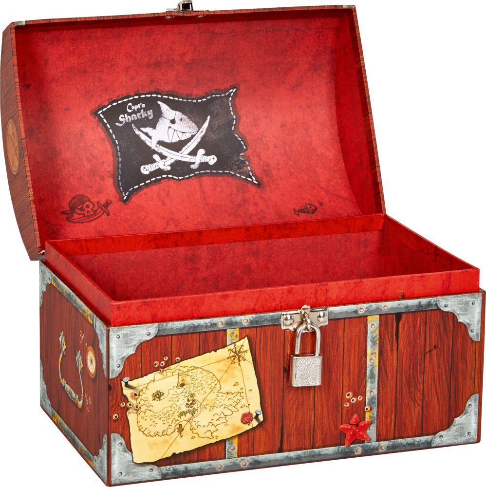 COPPENRATH DIE SPIEGELBURG Spielzeugtruhe Schatztruhe mit Schloss - Capt'n Sharky Piraten (Set, 1 St., 1), mit Schloss zum Verschließen