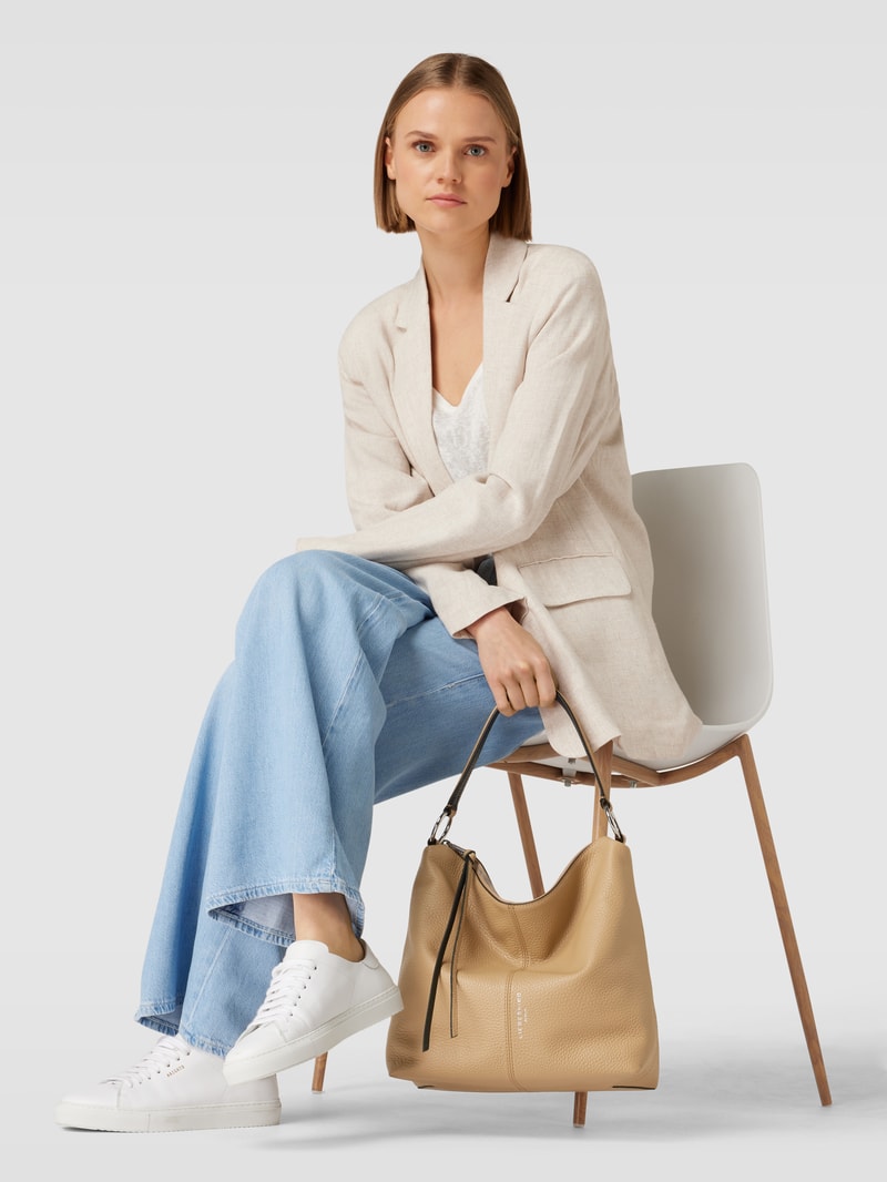 Hobo Bag mit Label-Detail Modell 'AISSA' in sand