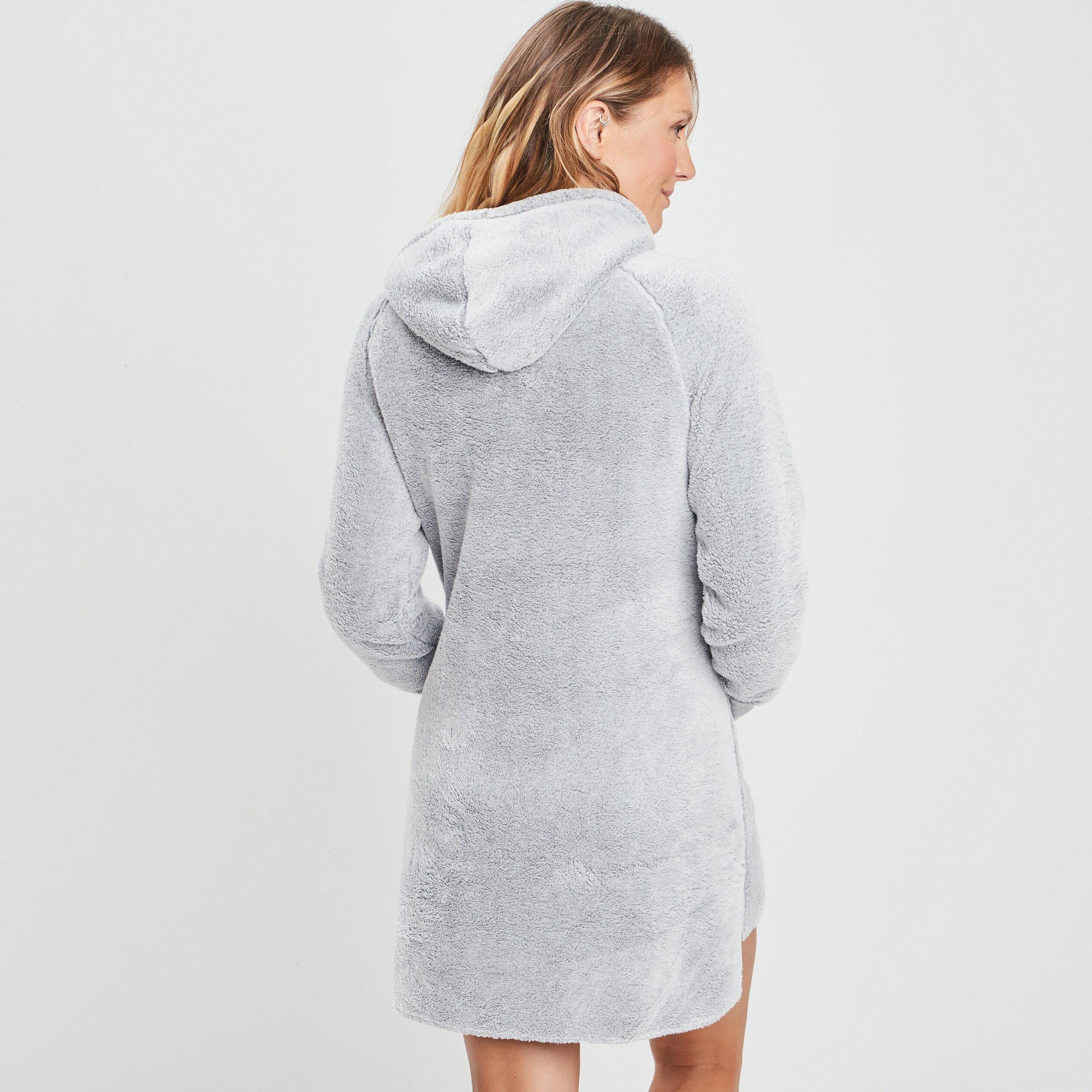 Robe sweat droite à capuche gris clair femme | La Halle